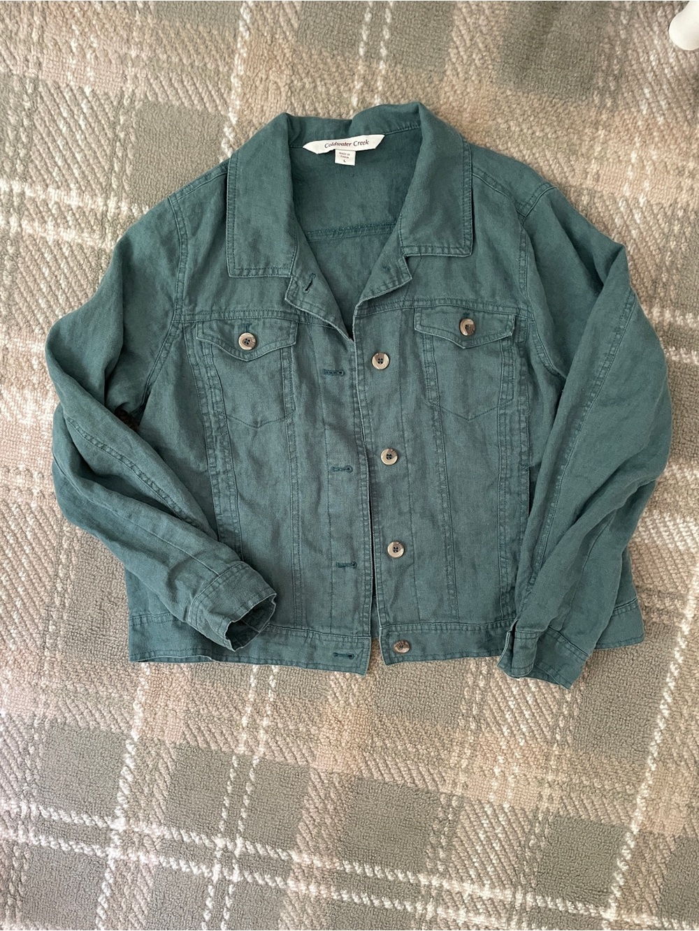 Coldwater Creek linen green jacket L - Picture 3 of 6